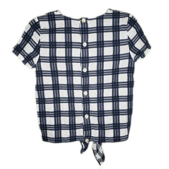 Madewell Plaid Button-Back Tie Tee size Medium - Picture 7 of 11